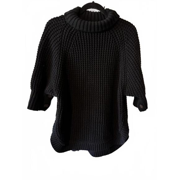 J. Crew Turtleneck Cotton Poncho Sweater M/L - Picture 4 of 11